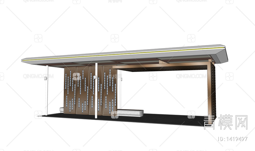 廊架 景观亭 休闲亭 会客厅SU模型下载【ID:1419497】