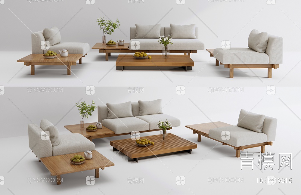 沙发茶几 户外沙发 双人沙发 单人沙发3D模型下载【ID:1419815】