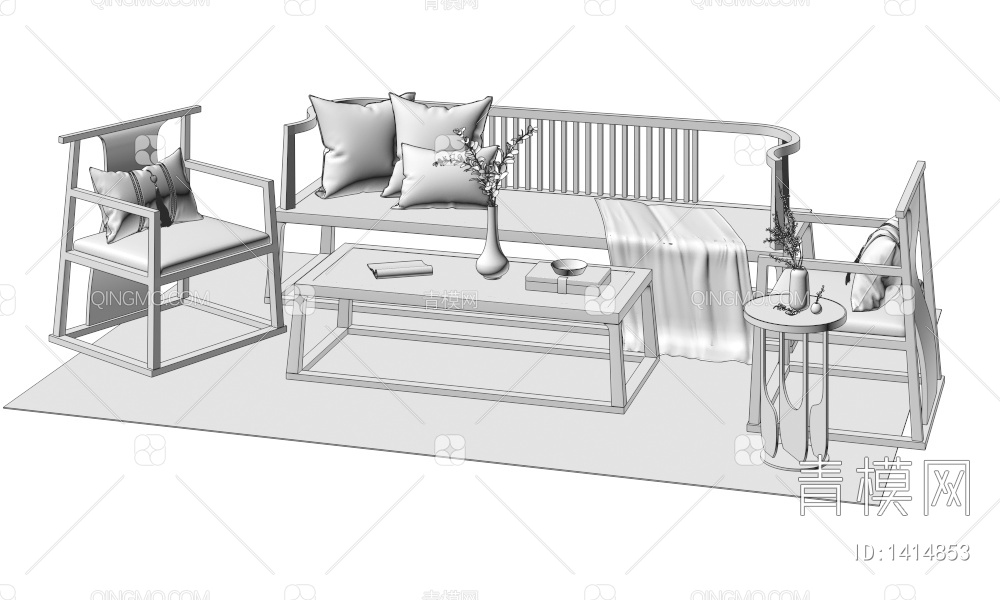 双人沙发3D模型下载【ID:1414853】