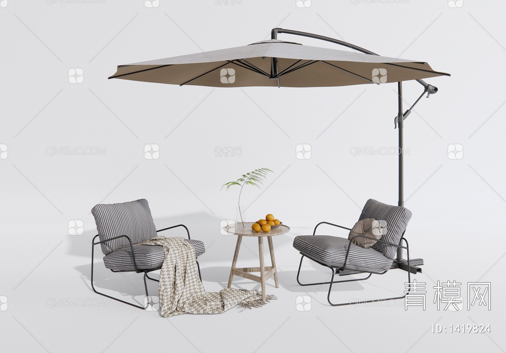 户外椅 休闲椅 单人沙发 太阳伞桌椅3D模型下载【ID:1419824】