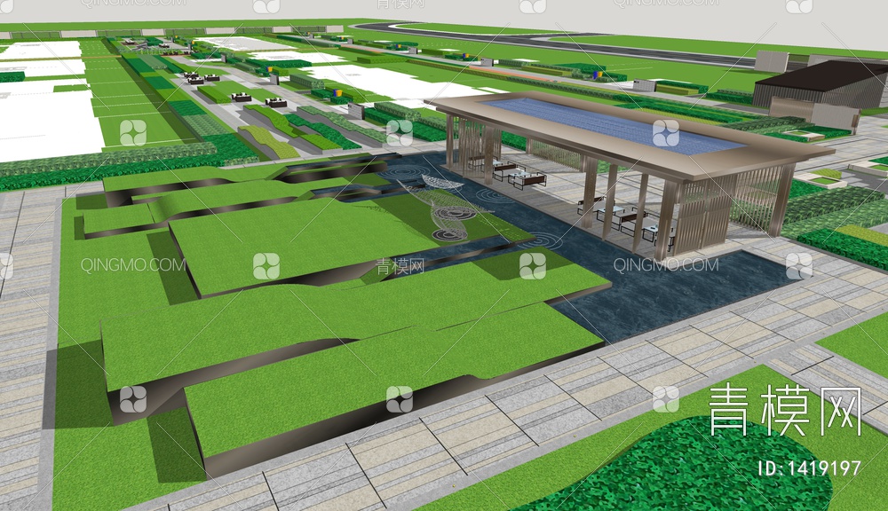居住区景观 儿童活动区 廊架SU模型下载【ID:1419197】