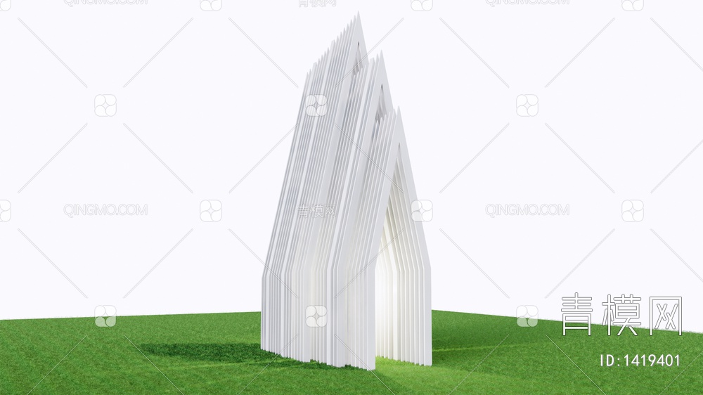 三角A字构筑物 廊架 艺术雕塑SU模型下载【ID:1419401】