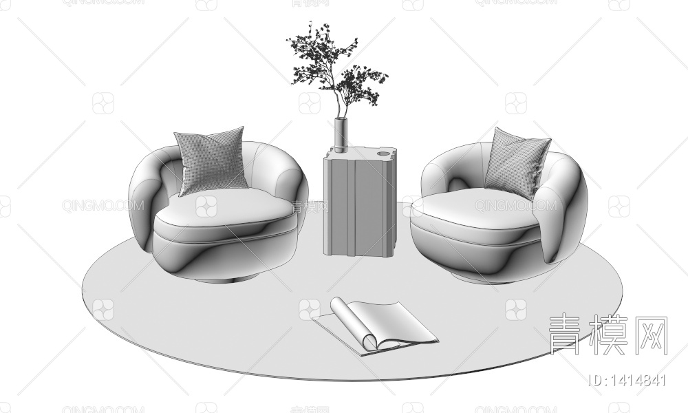 单人沙发3D模型下载【ID:1414841】
