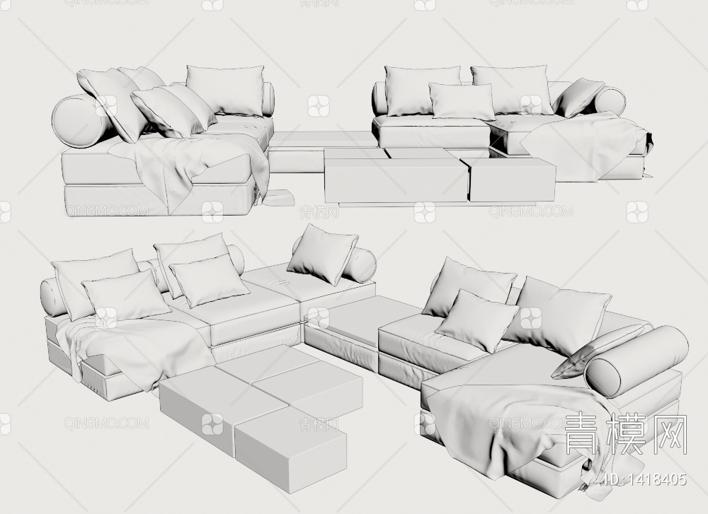 多人沙发3D模型下载【ID:1418405】