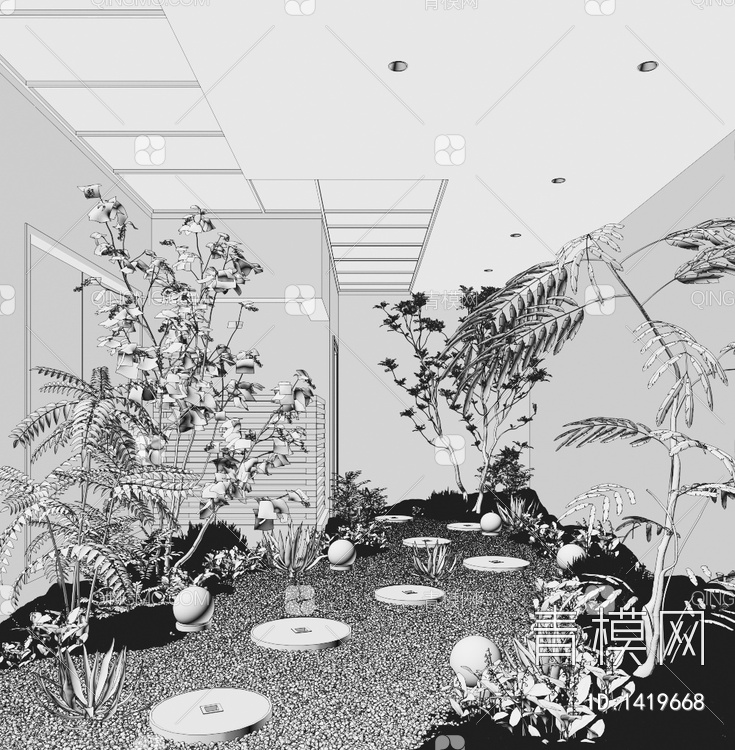 天井庭院景观3D模型下载【ID:1419668】