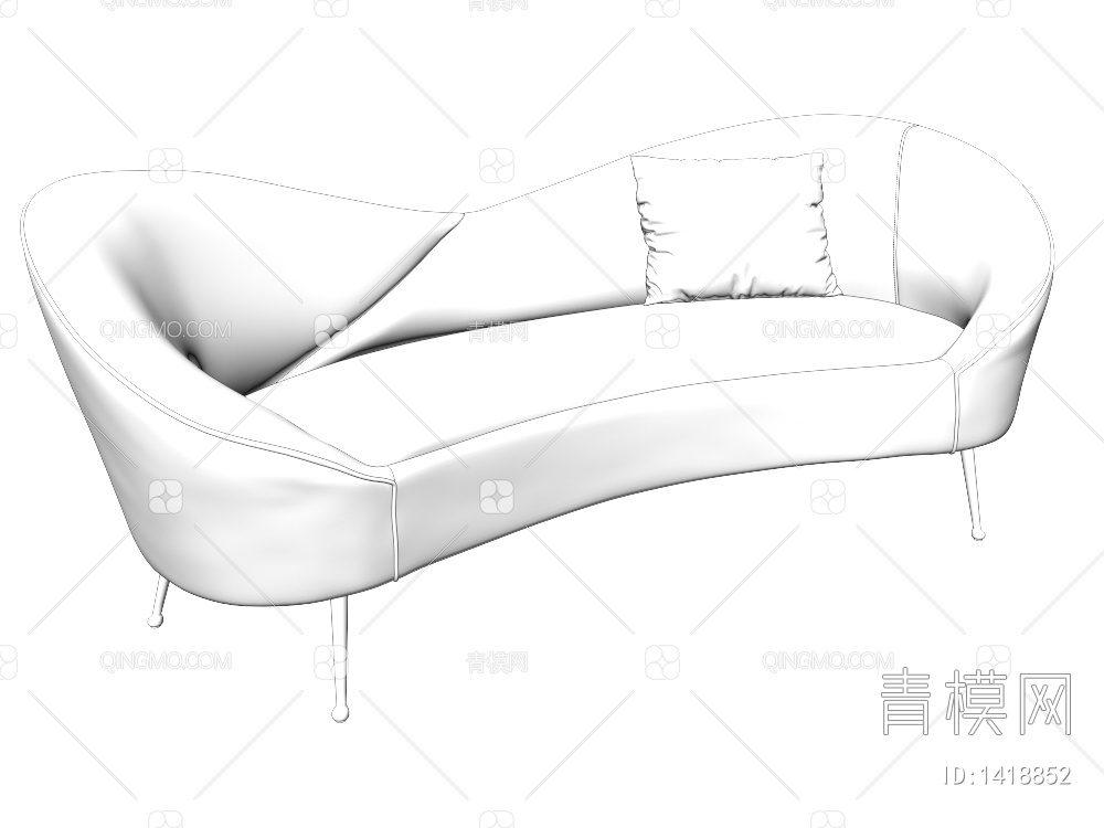橙色绒布异形沙发3D模型下载【ID:1418852】