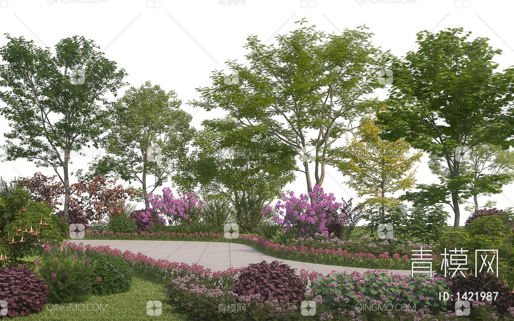 景观植物园艺小品，灌木鲜花，树木花草，堆花3D模型下载【ID:1421987】