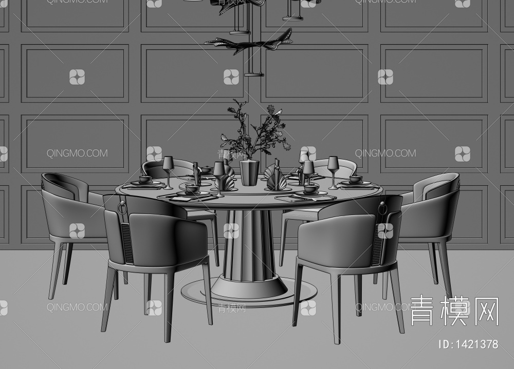 餐桌椅组合3D模型下载【ID:1421378】