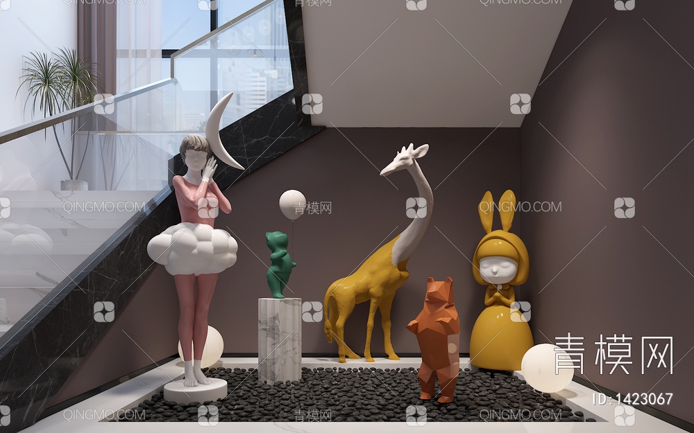 动物 熊雕塑 鹿雕塑 女孩雕塑 女人雕塑 摆饰3D模型下载【ID:1423067】