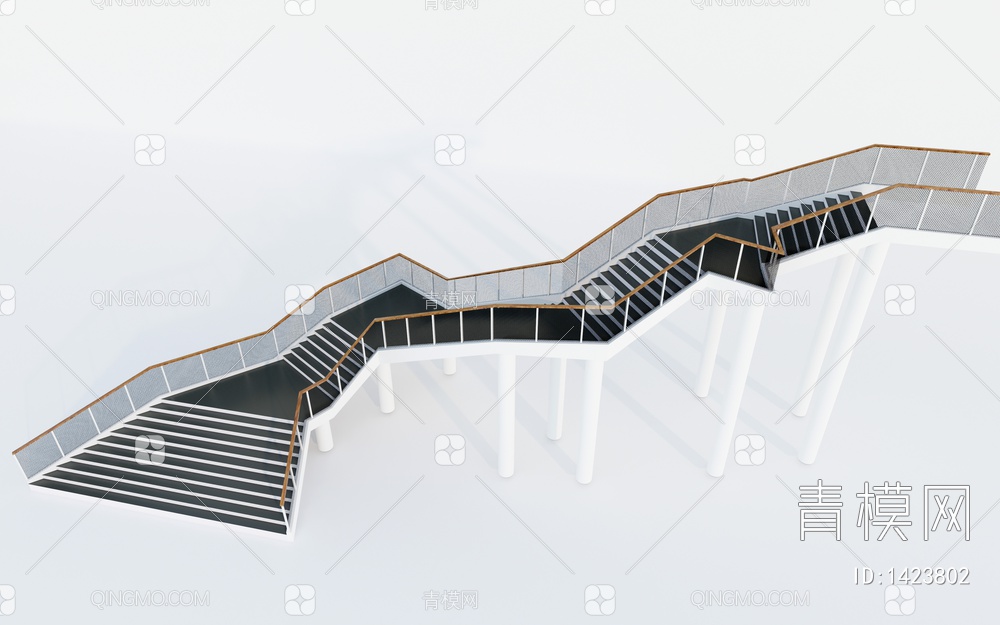 楼梯 折线楼梯 异形楼梯SU模型下载【ID:1423802】