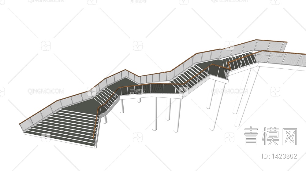 楼梯 折线楼梯 异形楼梯SU模型下载【ID:1423802】