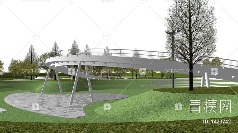 景观桥 拱桥 异形桥SU模型下载【ID:1423742】