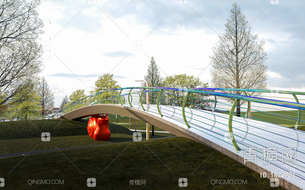 景观桥 拱桥 异形桥SU模型下载【ID:1423901】