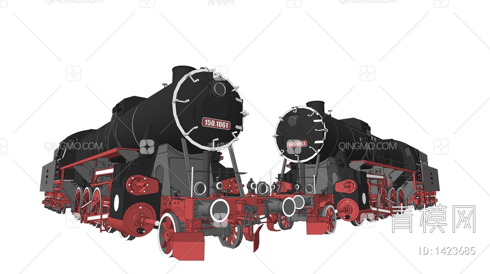 火车头 小火车 蒸汽机车 蒸汽火车SU模型下载【ID:1423685】