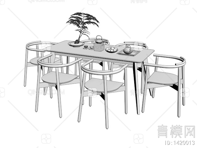 餐桌椅 茶桌椅 休闲桌椅 原木桌椅3D模型下载【ID:1420013】
