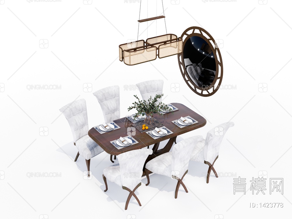 餐桌椅组合SU模型下载【ID:1423778】