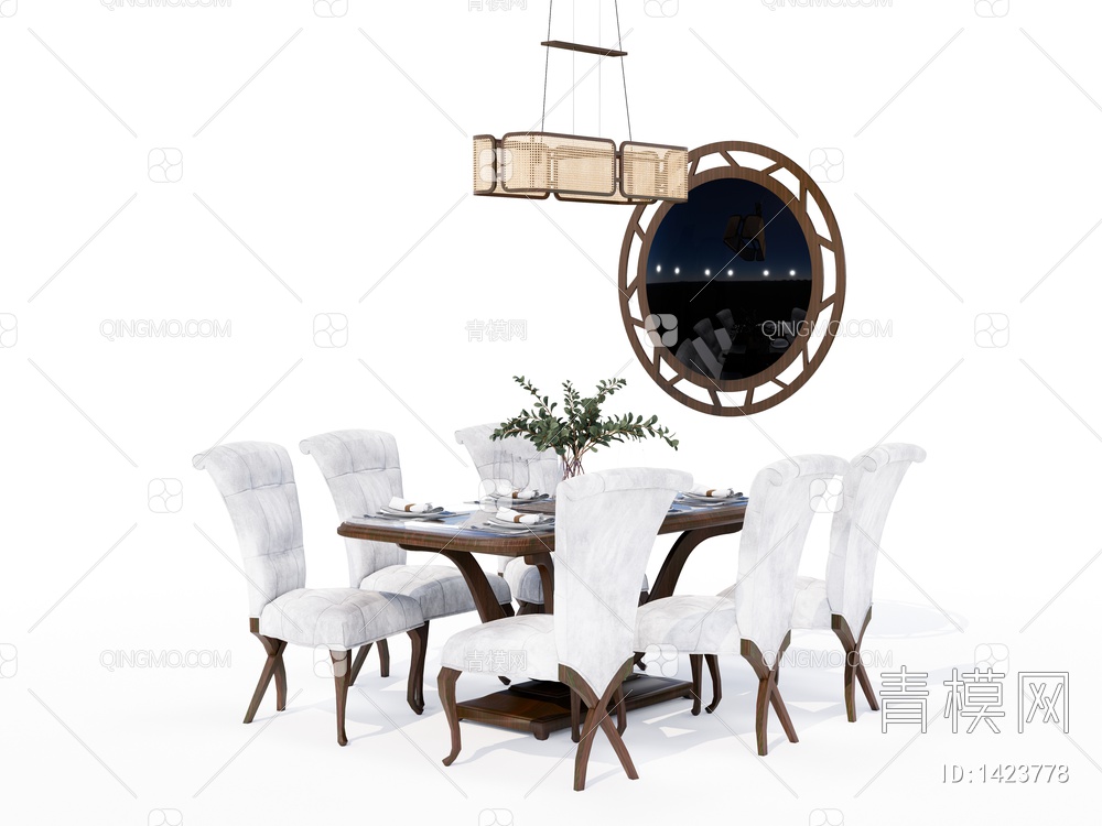 餐桌椅组合SU模型下载【ID:1423778】