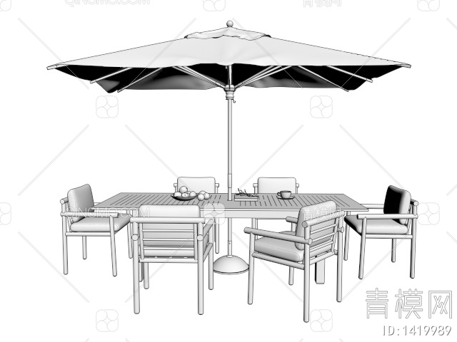 户外桌椅 餐桌椅 太阳伞桌椅 庭院桌椅3D模型下载【ID:1419989】