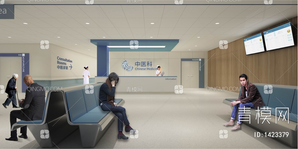 某大型综合医院住院大楼室内CAD施工图+效果图+材料表 综合医院 住院部【ID:1423379】
