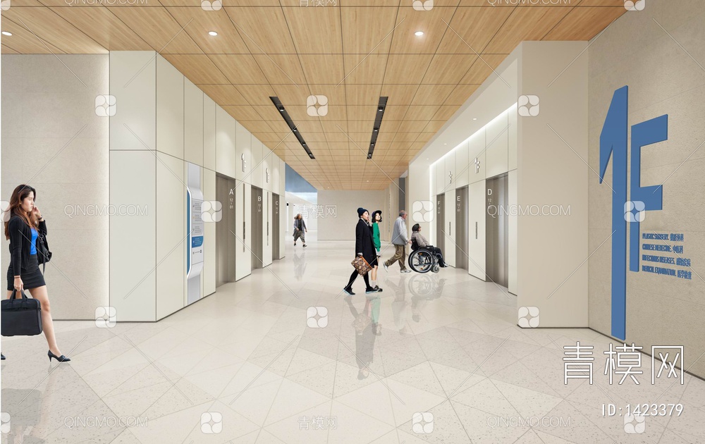 某大型综合医院住院大楼室内CAD施工图+效果图+材料表 综合医院 住院部【ID:1423379】