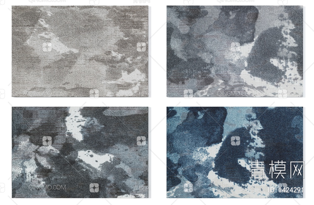 灰蓝色抽象图案地毯3D模型下载【ID:1424291】