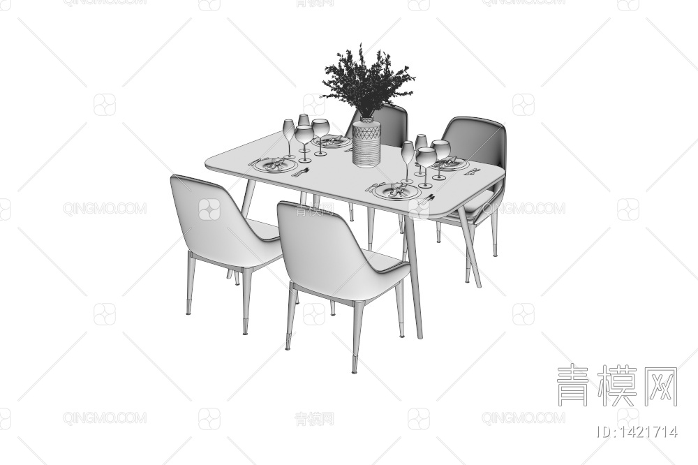 餐桌椅组合3D模型下载【ID:1421714】