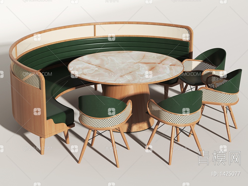 圆形卡座餐桌椅3D模型下载【ID:1425077】