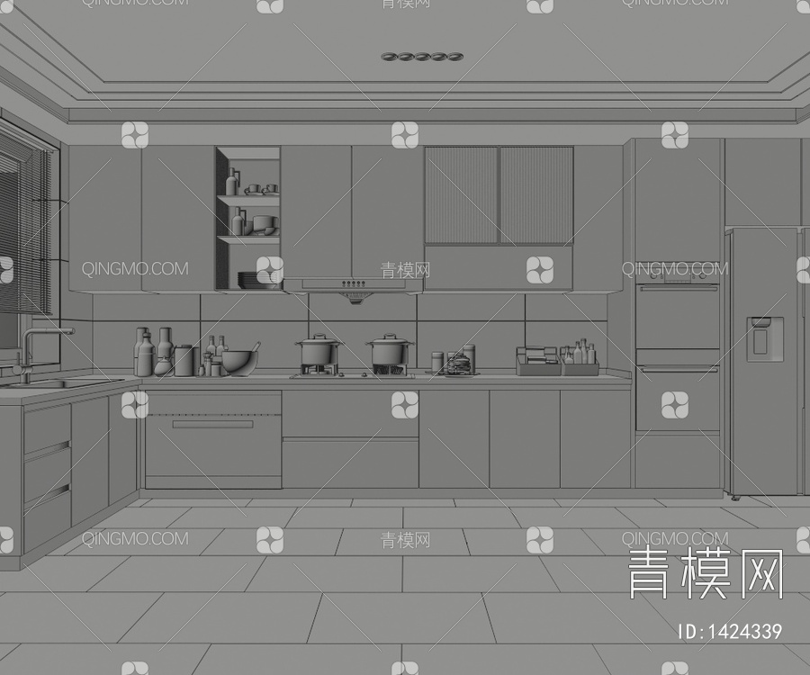 封闭式厨房3D模型下载【ID:1424339】