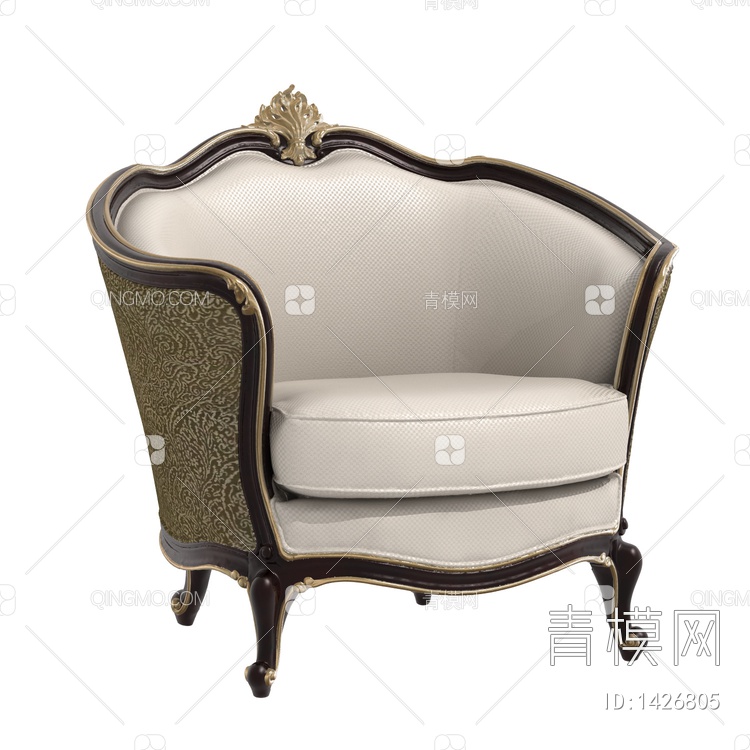 意式_凯撒_CS-A1032b-1_单人沙发3D模型下载【ID:1426805】