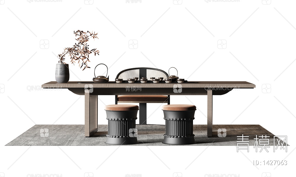 茶桌椅3D模型下载【ID:1427063】