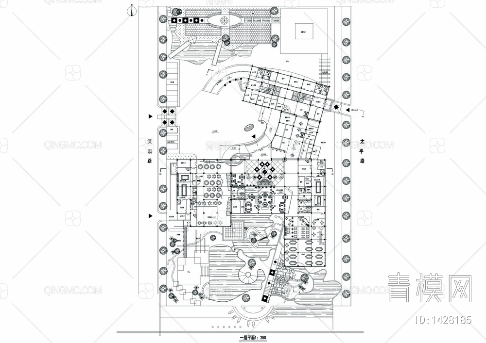 二十八层宾馆综合楼建筑方案图【ID:1428185】