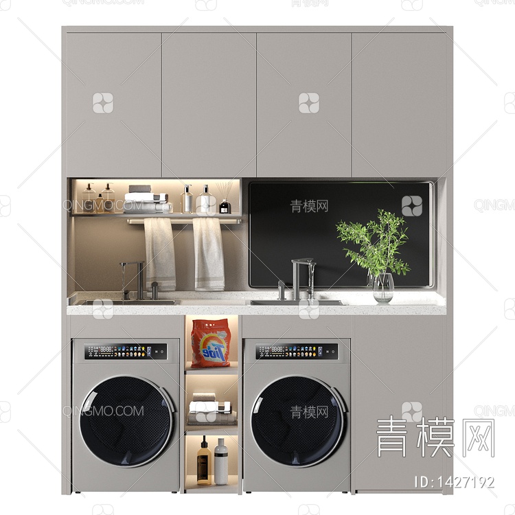 洗衣机柜3D模型下载【ID:1427192】