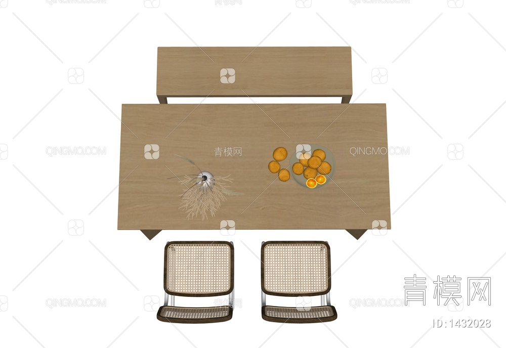 餐桌椅，实木餐桌椅SU模型下载【ID:1432028】