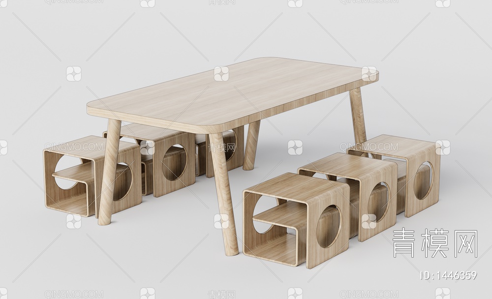 儿童桌椅SU模型下载【ID:1446359】