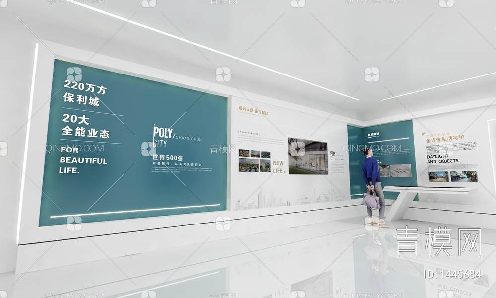 房地产工法展厅 中国地图 互动触摸一体机 LED拼接大屏3D模型下载【ID:1445684】