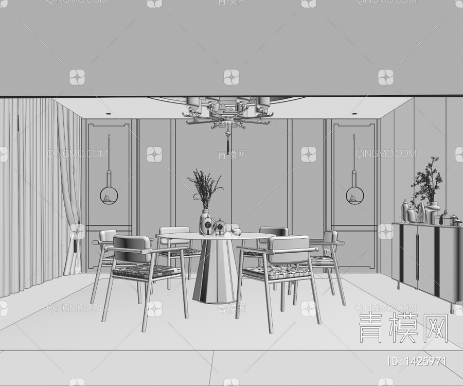餐厅，家居餐厅3D模型下载【ID:1425971】