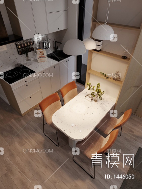 客餐厅 厨房3D模型下载【ID:1446050】