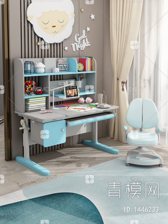 儿童桌椅组合3D模型下载【ID:1446233】