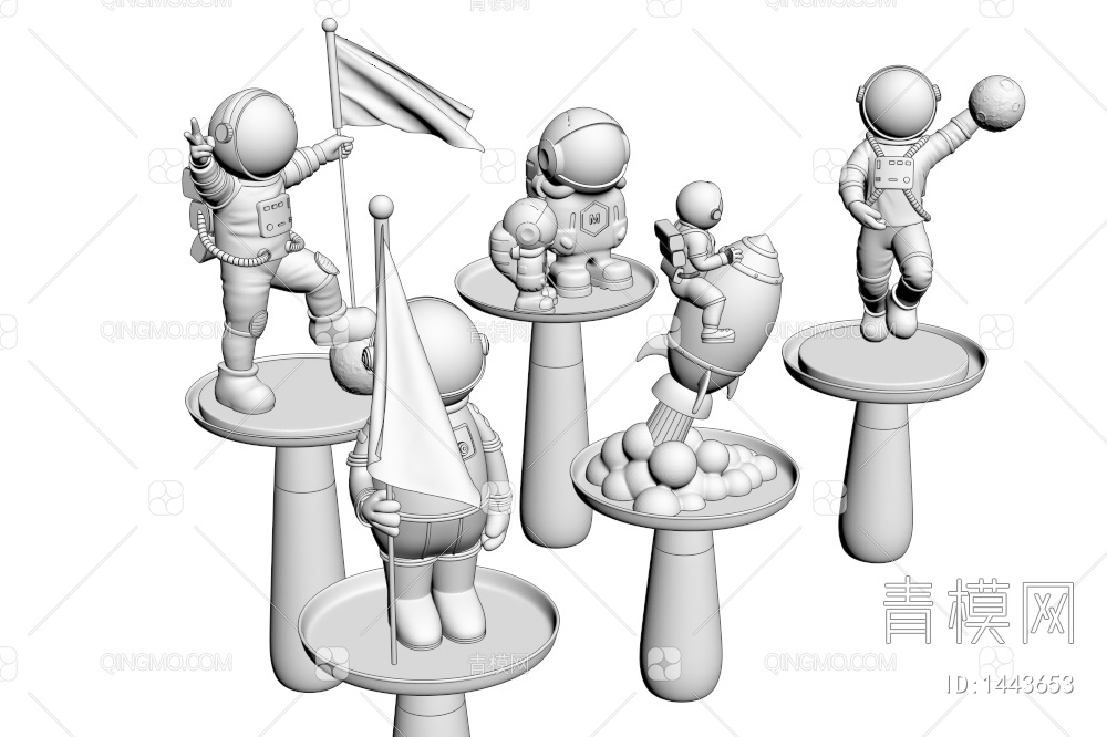 宇航员潮玩雕塑摆件3D模型下载【ID:1443653】