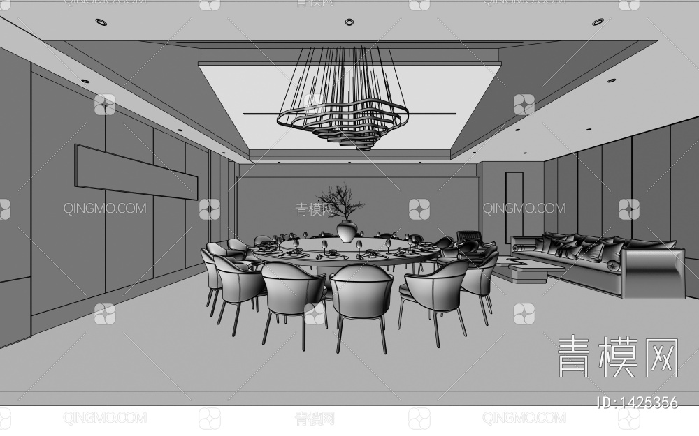 餐厅包房3D模型下载【ID:1425356】