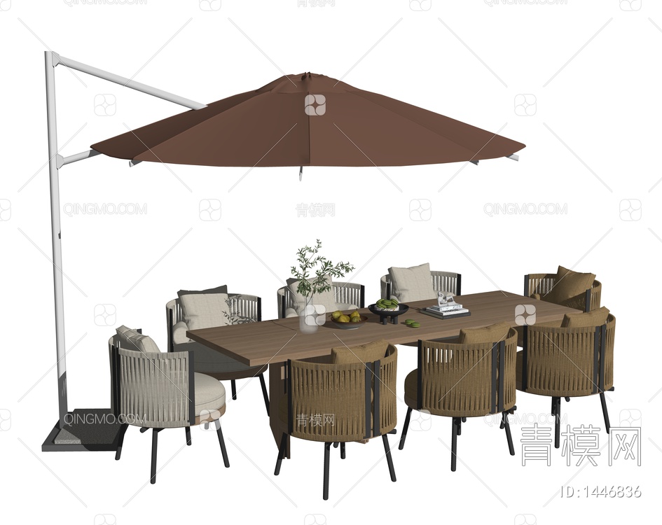 户外桌椅组合 户外餐桌椅SU模型下载【ID:1446836】