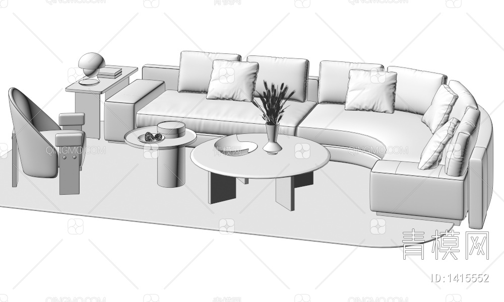 沙发茶几组合3D模型下载【ID:1415552】