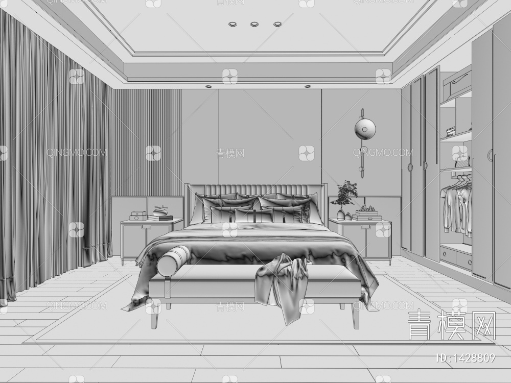 卧室，家居卧室3D模型下载【ID:1428809】