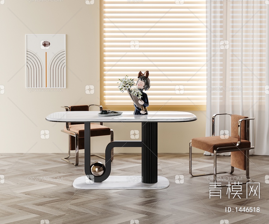 餐桌椅组合 桌子 饰品 摆件3D模型下载【ID:1446518】