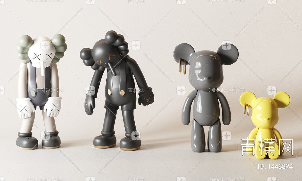 Kaws公仔雕塑装饰摆件3D模型下载【ID:1448894】