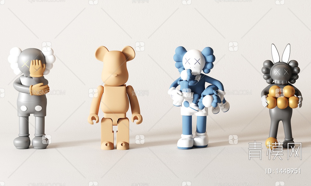 Kaws公仔雕塑装饰摆件3D模型下载【ID:1448951】