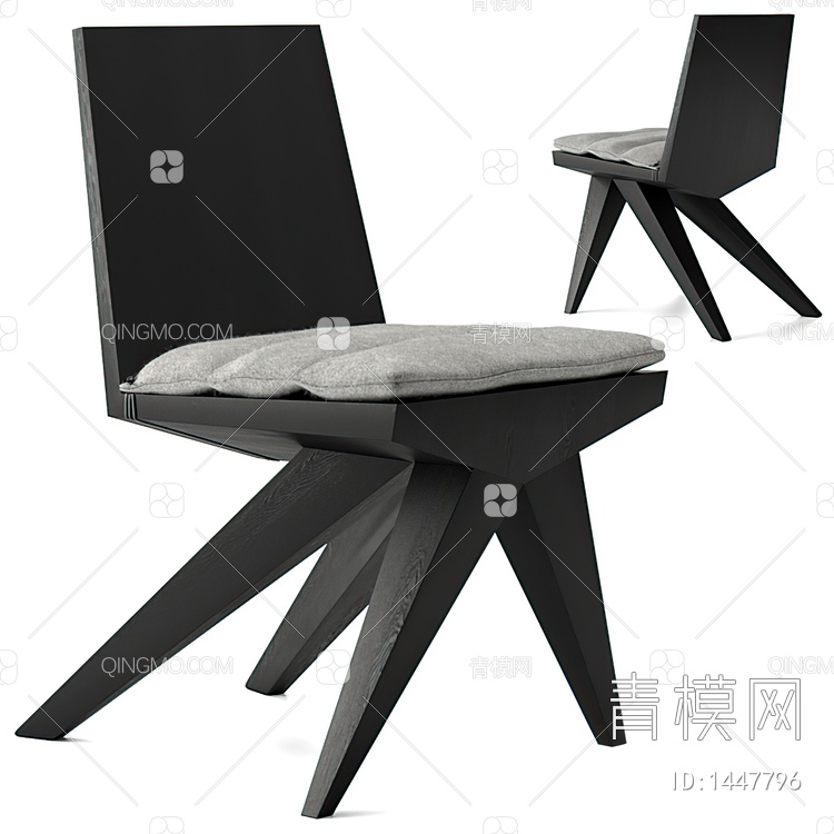 高级黑餐椅3D模型下载【ID:1447796】