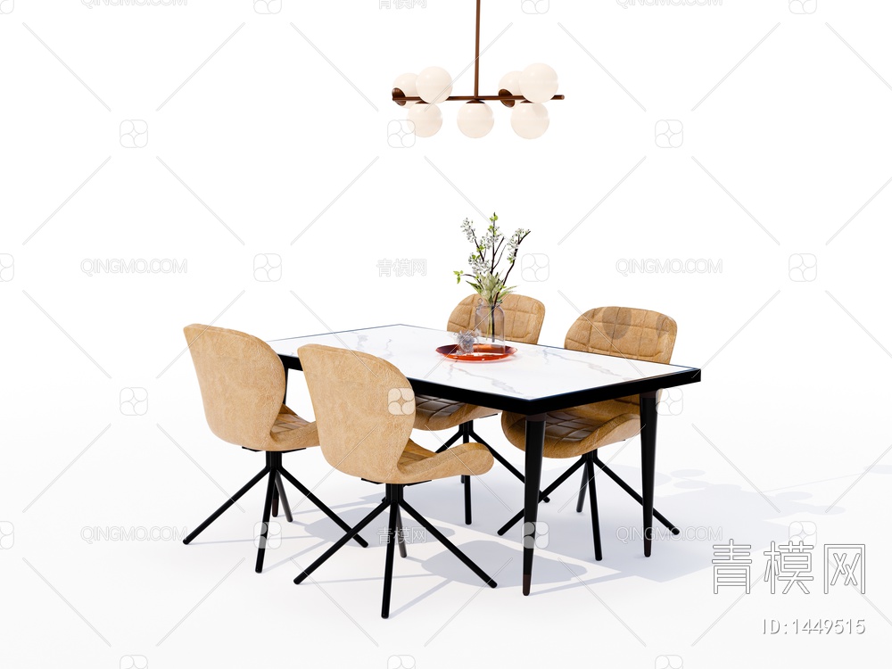 餐桌椅组合SU模型下载【ID:1449515】