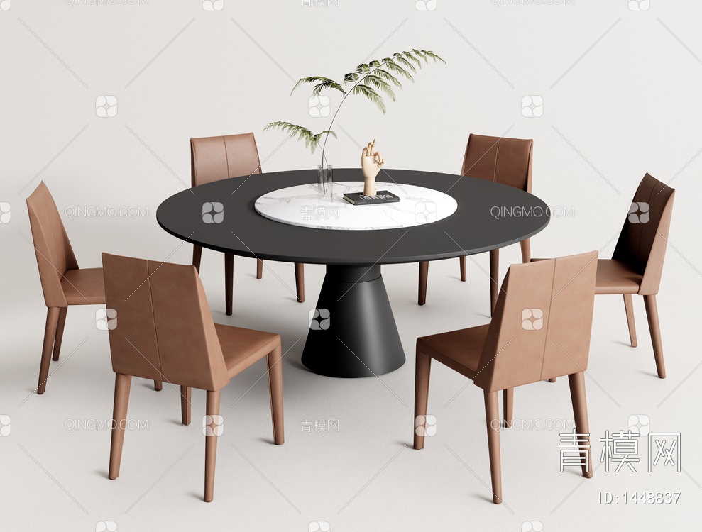 Cassina圆形餐桌 餐桌椅组合3D模型下载【ID:1448837】