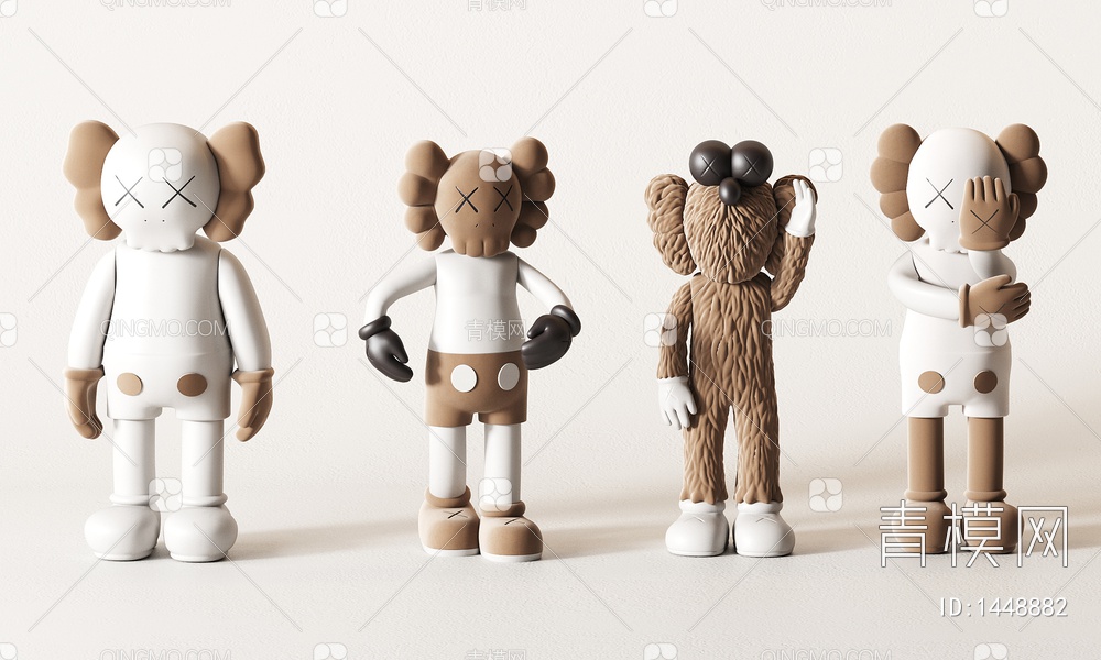 Kaws公仔雕塑装饰摆件3D模型下载【ID:1448882】